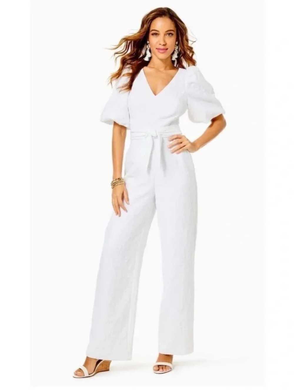 NWT Lilly Pulitzer Kirrabelle White Pineaplle Pucker Jacquard Jumpsuit, S 6